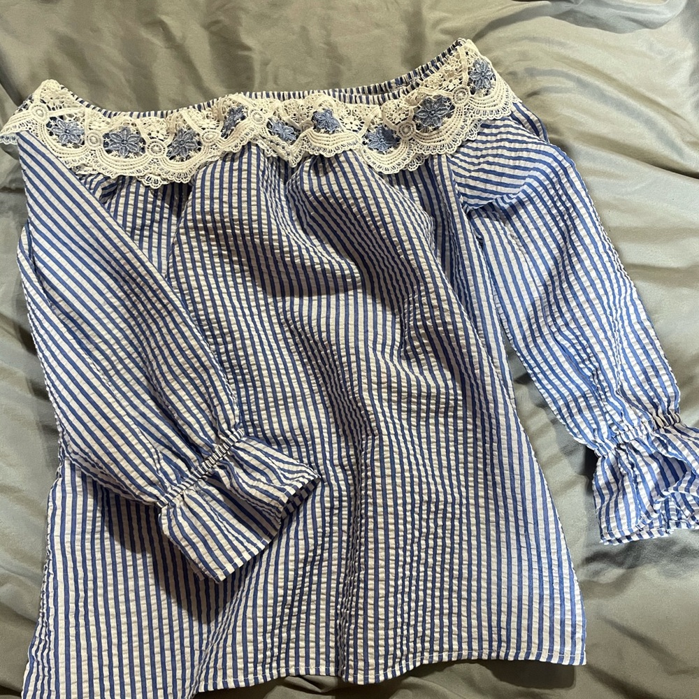 Striped off the shoulder top